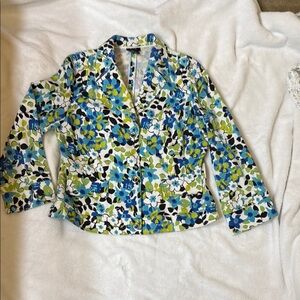 Floral Women's Jacket - White, Blue, Green